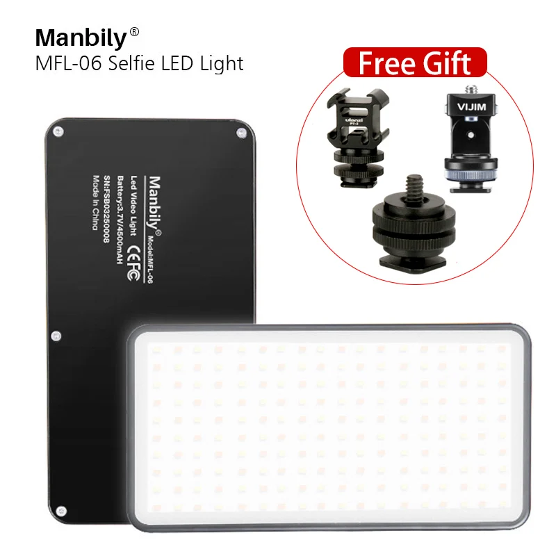 

Manbily MFL-06 VL200 Dimmable Mini LED Video Light on Camera DSLR Fill Light 180 LED Photographic Lighting Lamp for Selfie Canon