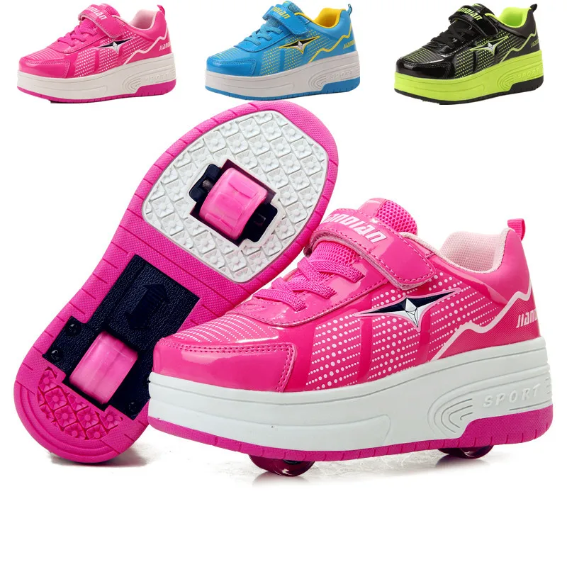 

EUR 28-42 NEW Children Junior Roller Skate Shoes Kids Sneakers With Two 2020 Boys Girls Wheels Shoes Adult Casual boys Shoes