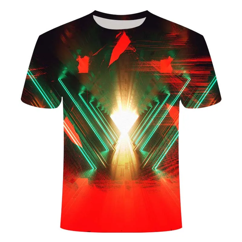 

2021 new 3D printing starry sky fantasy men's top fashion T-shirt summer street shooting short sleeves