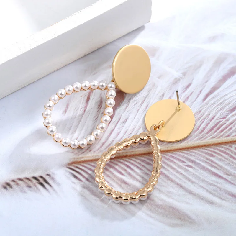 MINHIN Simulated Pearl Stud Earrings Women Bohemian Geometric Earrings Wedding Jewelry Korean Earrings