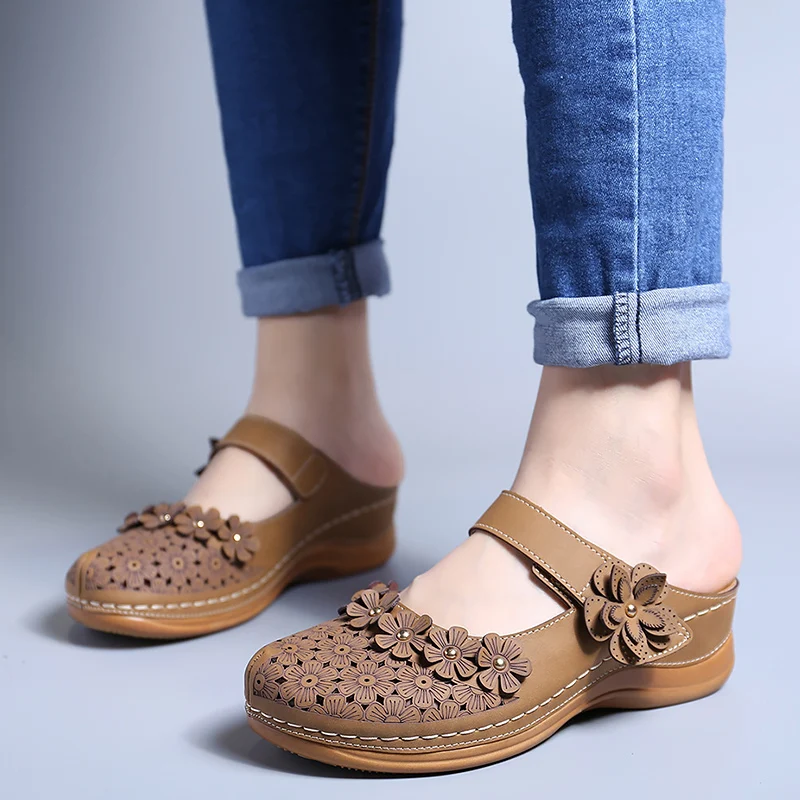 Женская летняя обувь в стиле ретро Повседневная женская на плоской подошве с