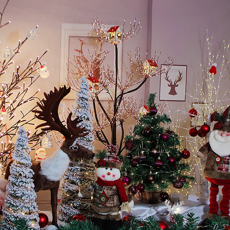 

Decorative scenes for Christmas Home Desktop 45cm Snow Tree Beautiful Pink Small Christmas Tree Package.