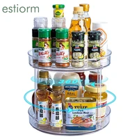 360 Rotating Transparent Spice Rack Holder Seasoning Bottle Spice Jar Storage Tray Kitchen Pantry Cabinet Condiment Organizer