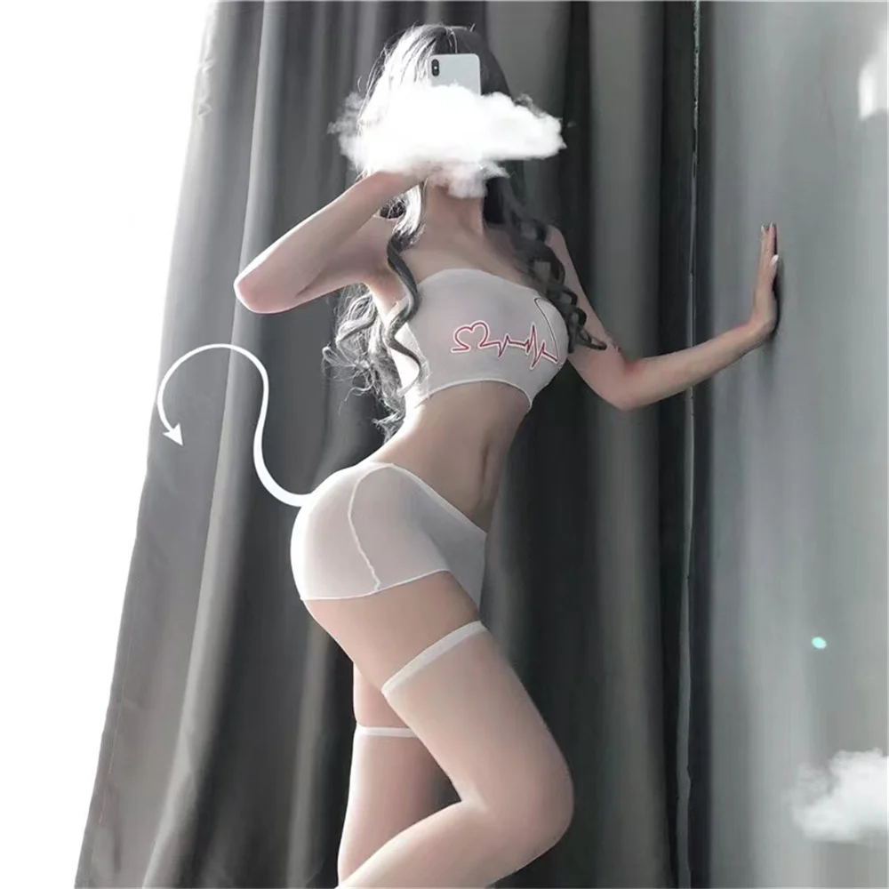 Соблазнительное элегантное женское прозрачное боди с запахом бюстгальтер