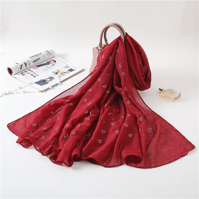 Женский хлопковый хиджаб мусульманский женский шарф с принтом из золотой фольги