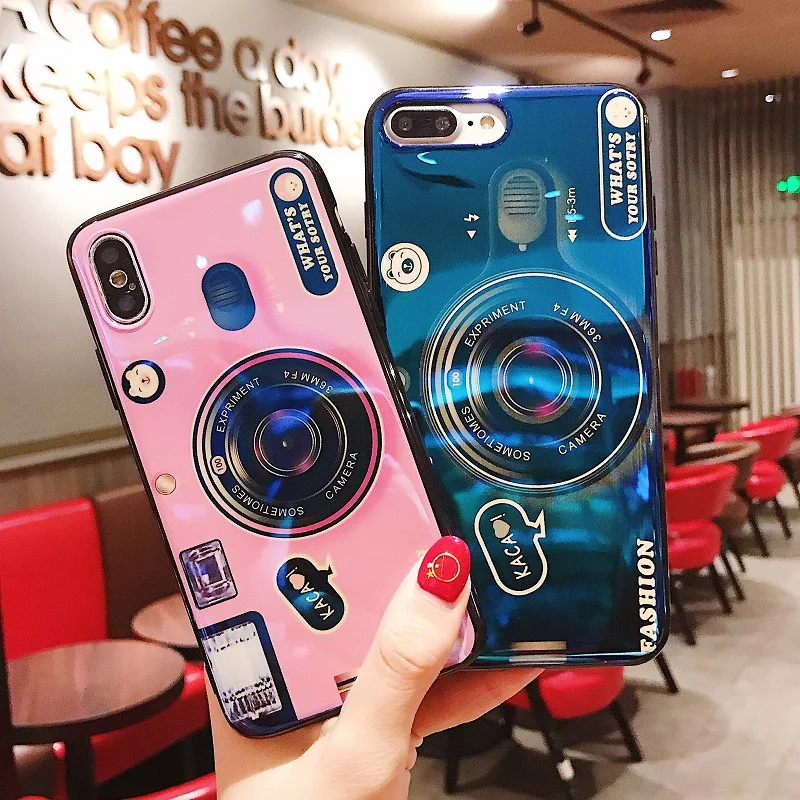 Чехол для iPhone XR XS Max 6 7 8 Plus Samsung Galaxy S9 Note 9 12 11 Pro чехол телефона с 3d-камерой и голубым