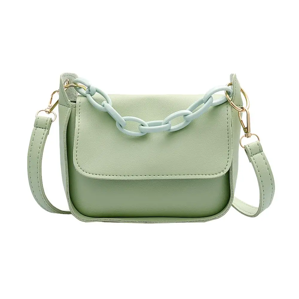 

Solid Color Small PU Leather Crossbody Bags For Women 2021 Summer Acrylic Chain Designer Lady Travel Shoulder Messenger Handbags
