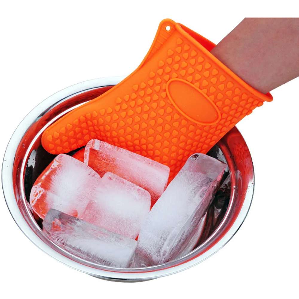 

Heat Resistant Silicone Glove Oven Pot Mitt Baking BBQ Cooking Holder (Orange)
