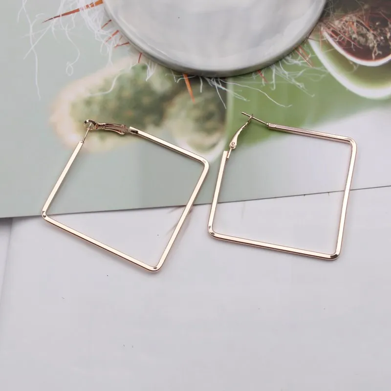 163 rosegold EK366 Большая квадратная Звезда Треугольник Висячие серьги для женщин модные массивные ювелирные изделия простые геометрические металлические серьги полые Brincos - Окраска металла: 163 rosegold