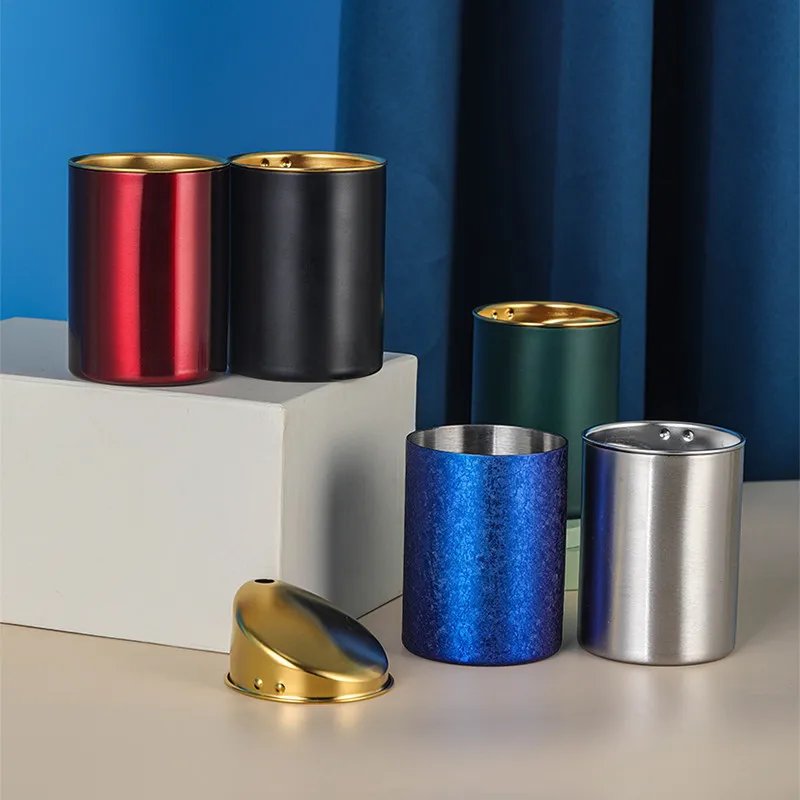 

Пепельница из нержавеющей стали, высокопрочная ветрозащитная пепельница для автомобиля, пепельница с защитой от летания, пепельница, делов...