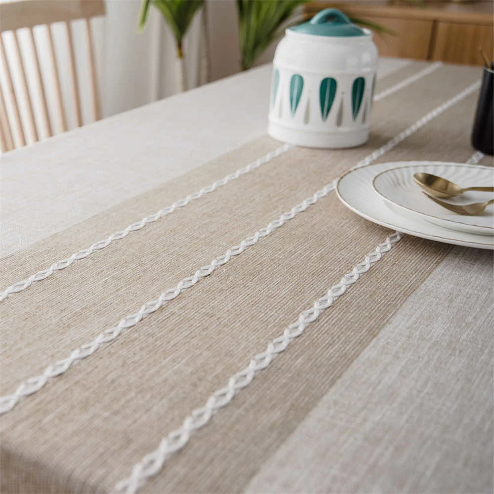 

Linen Tablecloth With Tassel Waterproof Oilproof Thick Rectangular Table Cloth for Wedding Dining Tea Table Decoration Lace