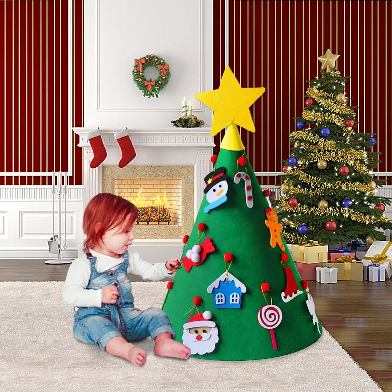 СВЕТОДИОДНЫЙ 3D DIY Войлок Рождественская елка Navidad рождественские украшения для дома Natal дети подарок на год игра керст дерево орнамент Декор