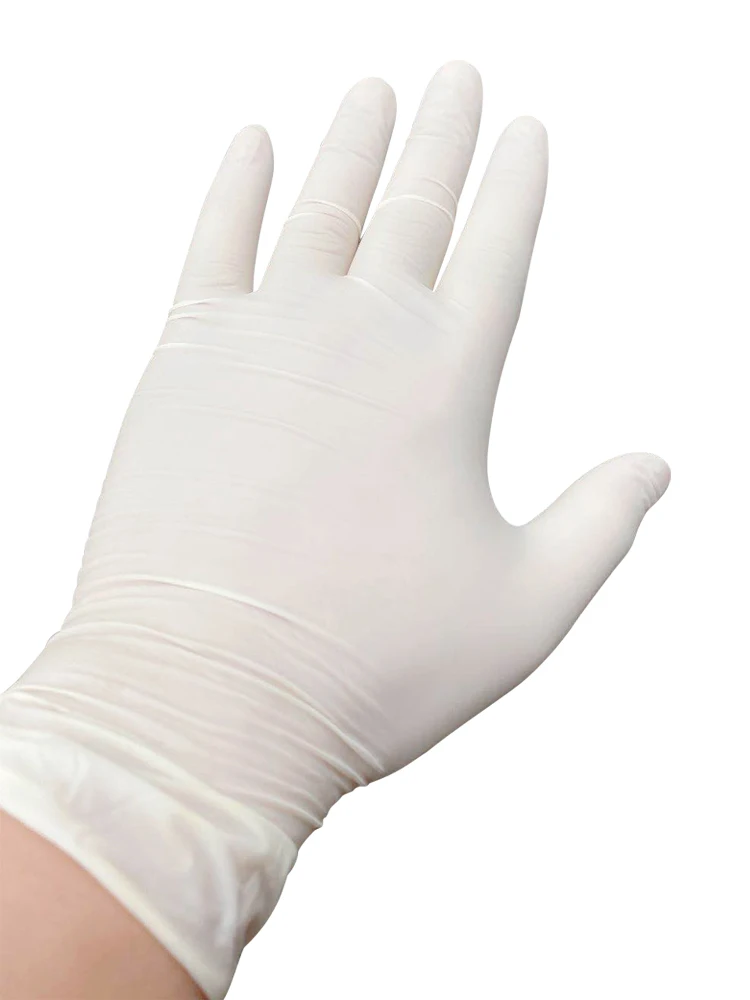 100 шт одноразовые латексные перчатки белые Нескользящие кислотные и щелочные