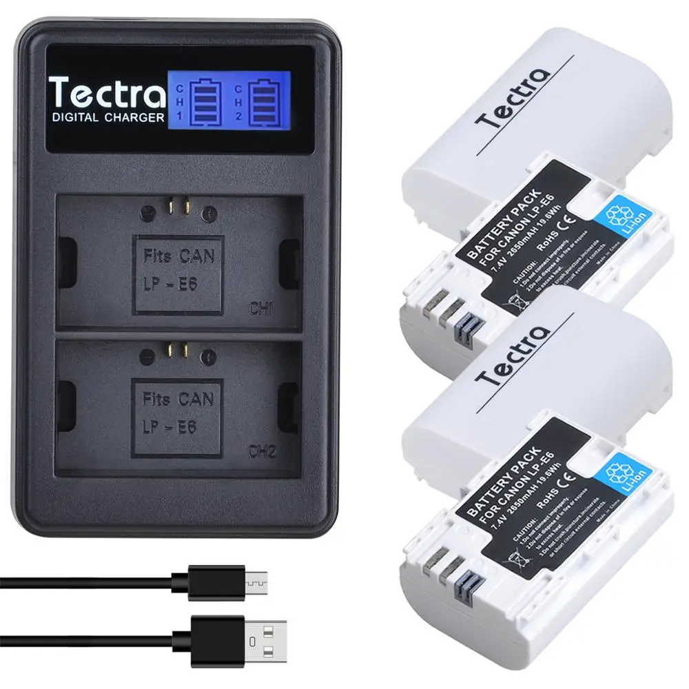 

4 аккумулятора 2650 мАч + зарядное устройство с ЖК-экраном для Canon LP-E6 EOS 5DS Mark II III 5D Mark IV 5D2 6D 60D 60Da 7D 7DII LPE6 Аккумулятор