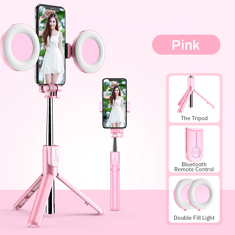 

4 in 1 Wireless Bluetooth Selfie Stick LED Ring Light Extendable Handheld Monopod Live Tripod for IPhone X 8 Android Smartphone