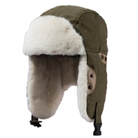 ht3818 bomber hat women men thick warm trapper earflap cap rabbit fur russian hat 2021 new ski russian cap winter hat ushanka