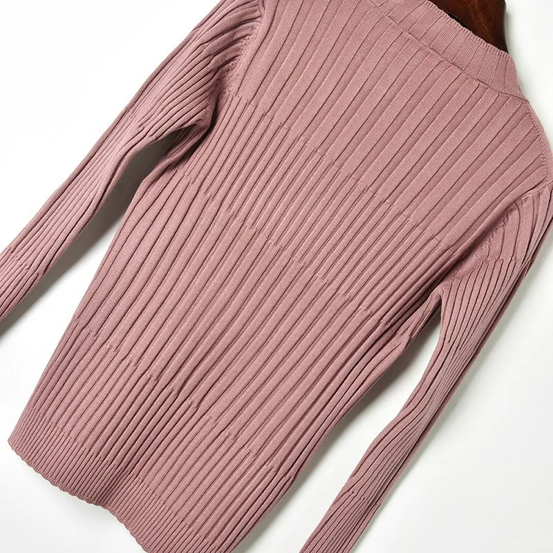 Женский простой свитер в полоску вязаный Осень-зима 2019 Тонкий Топ из тонкой ткани