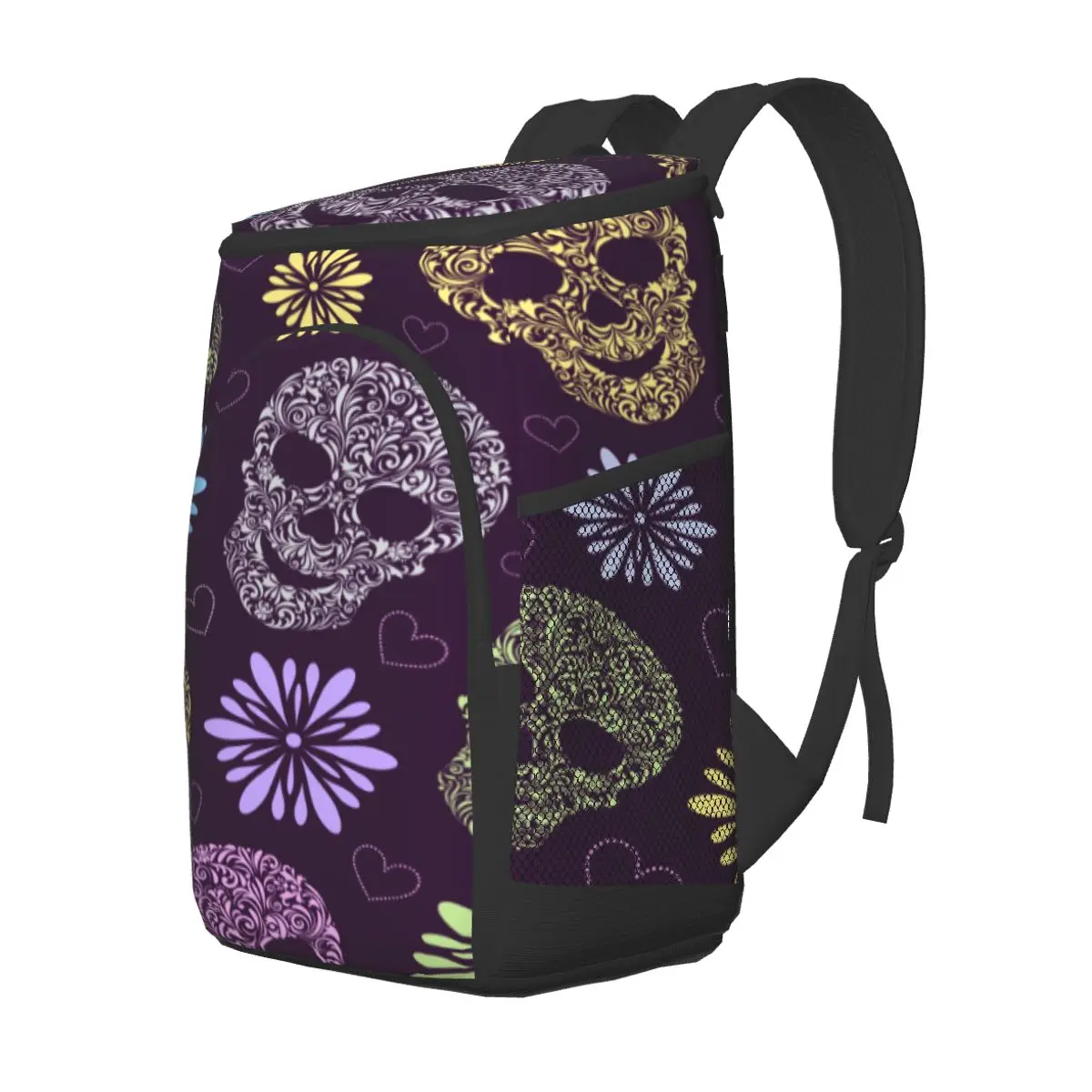 refrigerator bag abstract floral skulls pattern soft large insulated cooler backpack thermal fridge travel beach beer bag free global shipping