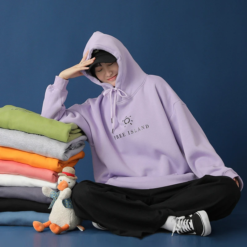 Разборчивого 2020 осень Дамский фуражку кофта со Размеры Толстовки с капюшоном