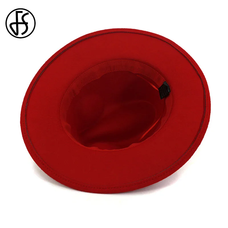 Женская/Мужская шерстяная фетровая шляпа FS элегантная джентльмена с Красной