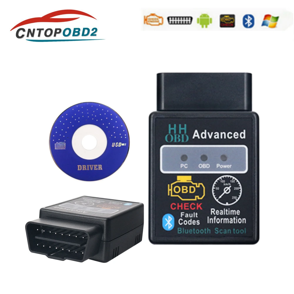 Диагностический сканер HH OBD2 ELM327 Bluetooth V1.5 OBDII для Android и ПК|Диагностические сканеры