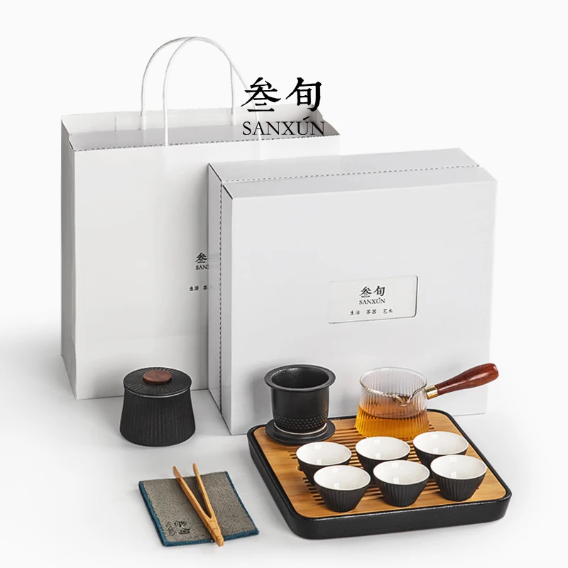 Винтажный высокий офисный чайный набор в японском стиле Дзен портативный из