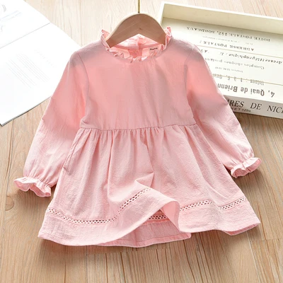 pink b Г. Одежда для маленьких девочек; блузки; платье из хлопка и льна; весеннее детское платье с длинными рукавами для маленьких девочек; белое платье; vetements de garcons - Цвет: pink b