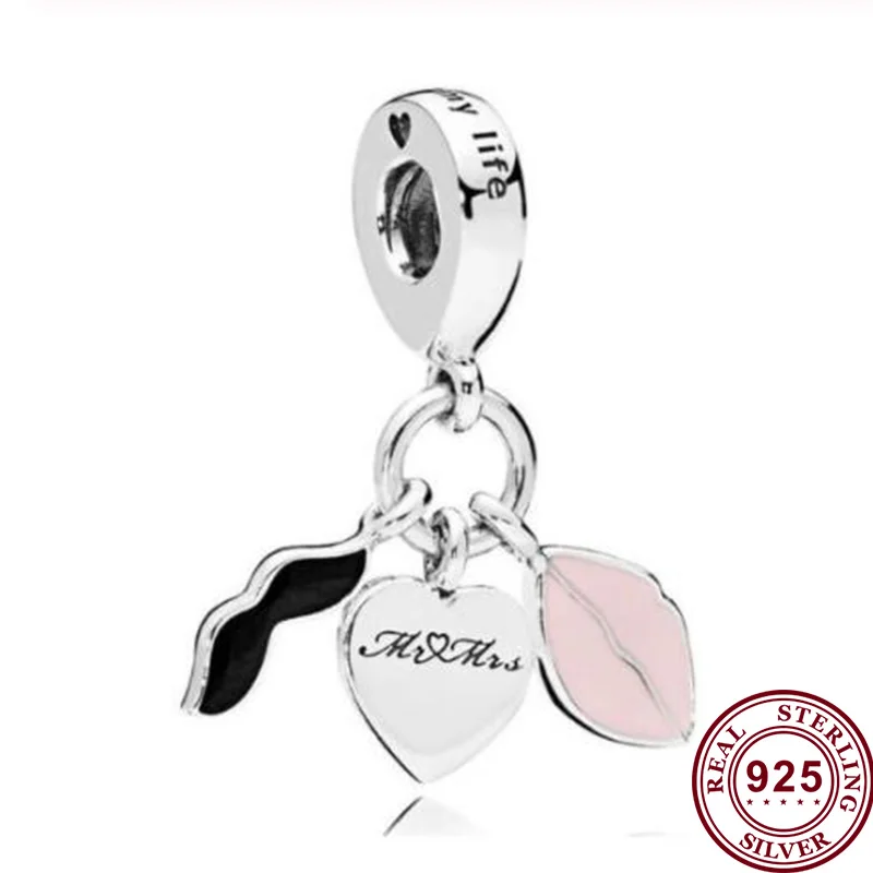 

100% 925 Sterling Silver Charm Creative Lip Pendant Fit Pandora Women Bracelet & Necklace Diy Jewelry