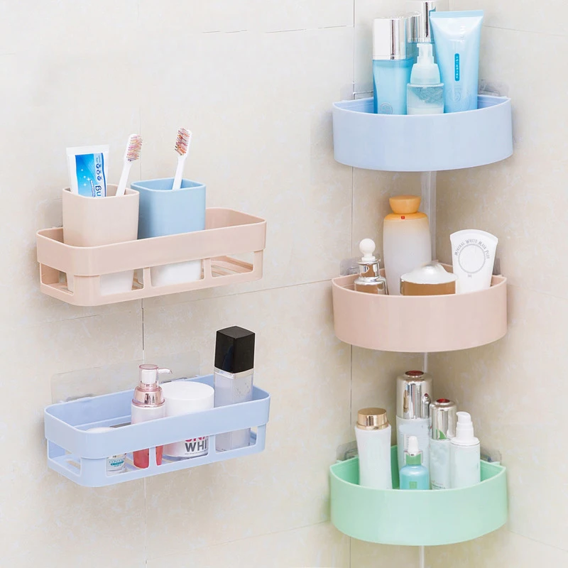 

Bathroom Shelf Shampoo Holder Toothpaste Toothbrush Space Corner Sucker Bathroom Storage Rack Kitchen Sucker Organizer