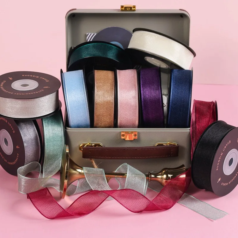 Лента из органзы товары для флористики летние завязки 25 мм 40 декоративные ленты