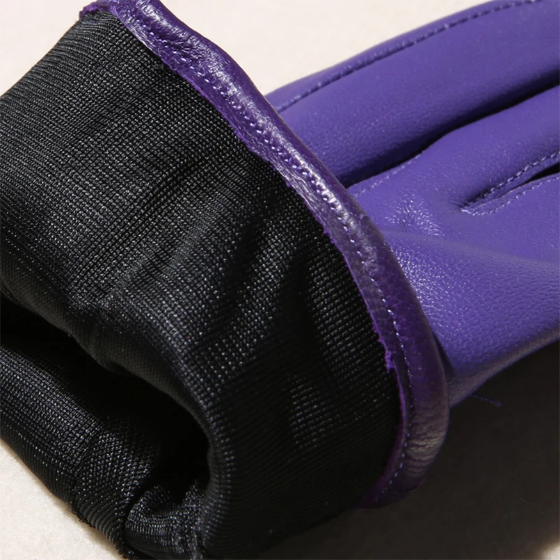 Роскошные женские перчатки черные зимние из овечьей кожи повседневные на молнии