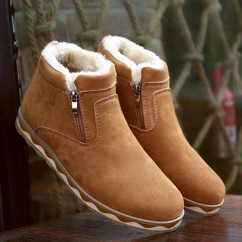 Зимние мужские теплые ботинки с шерстью хлопчатобумажная обувь нескользящие