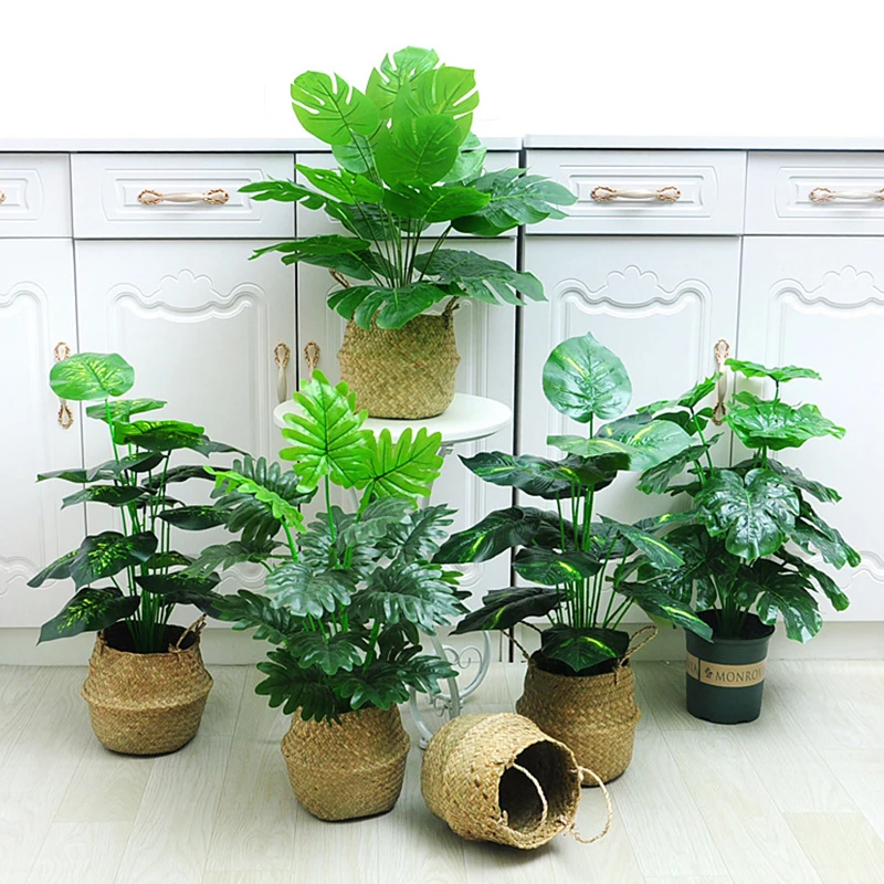 Tropical Tree Large Artificial Plant Fake Turtle Leaf Plastic Palm Leaf Potted Turtle Back Bamboo Family Outdoor Room Decoration