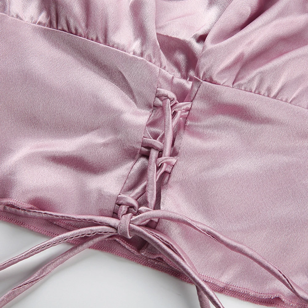 Модная женская облегающая сатиновая Однотонная футболка женские летние