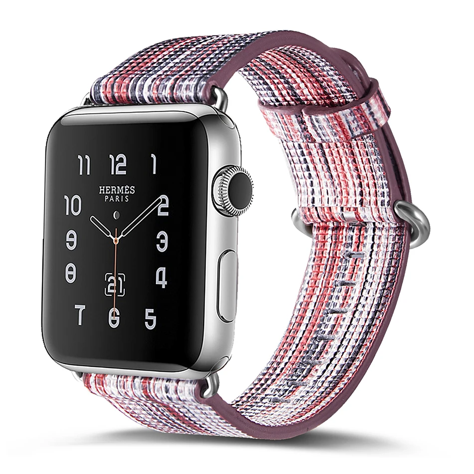 FOHUAS, Национальный стиль, окрашенный кожаный ремешок для часов Apple Watch, цветной узор, наручные часы, браслет для iwatch 42, 38 мм