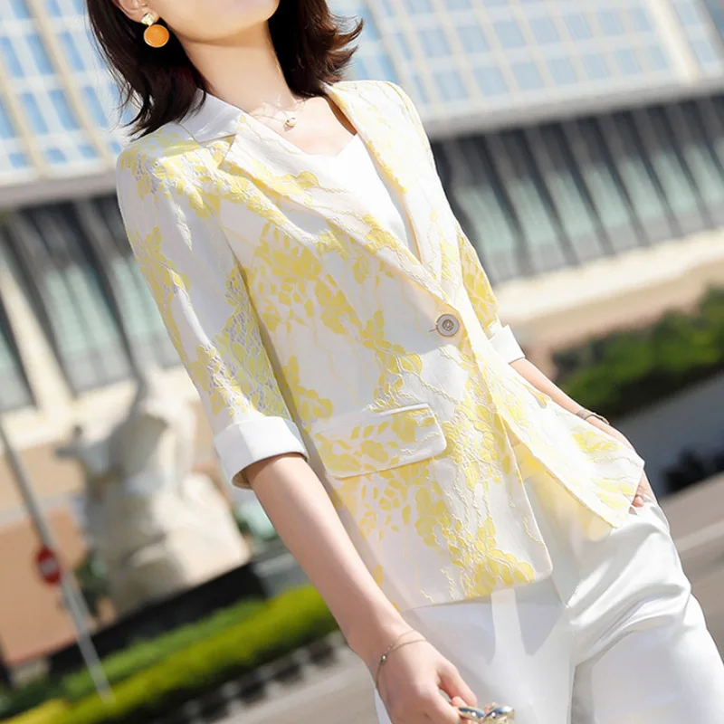 Женский кружевной Блейзер летние блейзеры с одной пуговицей и полурукавом