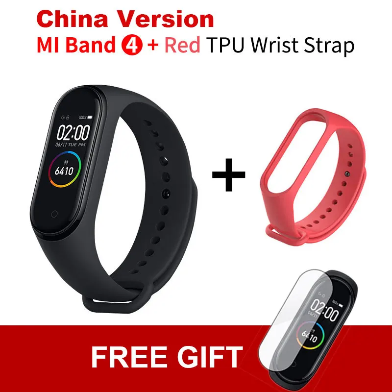 CN add Red TPU Xiaomi mi Band 4 новейший mi band 4 Mp3 музыкальный цветной экран фитнес частота сердечных сокращений Bluetooth 5,0 умные часы - Цвет: CN add Red TPU