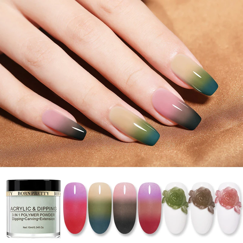 BORN PRETTY окунание ногтей мощность 3 в 1 термальный акриловый порошок резьба