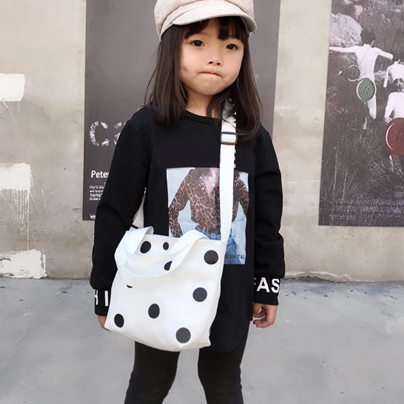 Children Cute Mini Purse Handbag Tote Canvas Dot Crossbody Bags For Kids Girls School Baby Small Hand | Багаж и сумки