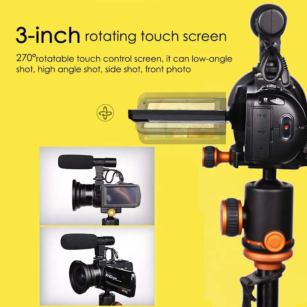 Видеокамера с Wi Fi поворотным цифровым ips HD экраном сенсорная камера Электронная