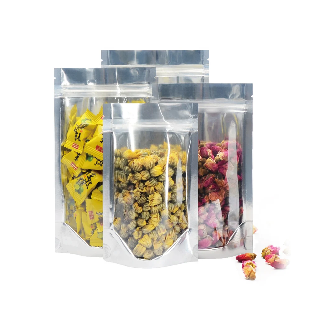 100 шт./лот пакеты с застежкой молнией алюминиевым покрытием герметичные для