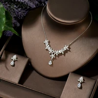 hibride classic womens wedding jewelry set silver color fine necklace earrings accessories party gift bijoux femme n 1420