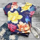 Летняя футболка для девочек летние, повседневные с цветочными рисунками, 3D печать с коротким рукавом и О-образным вырезом топы свободного кроя футболка женская кофта