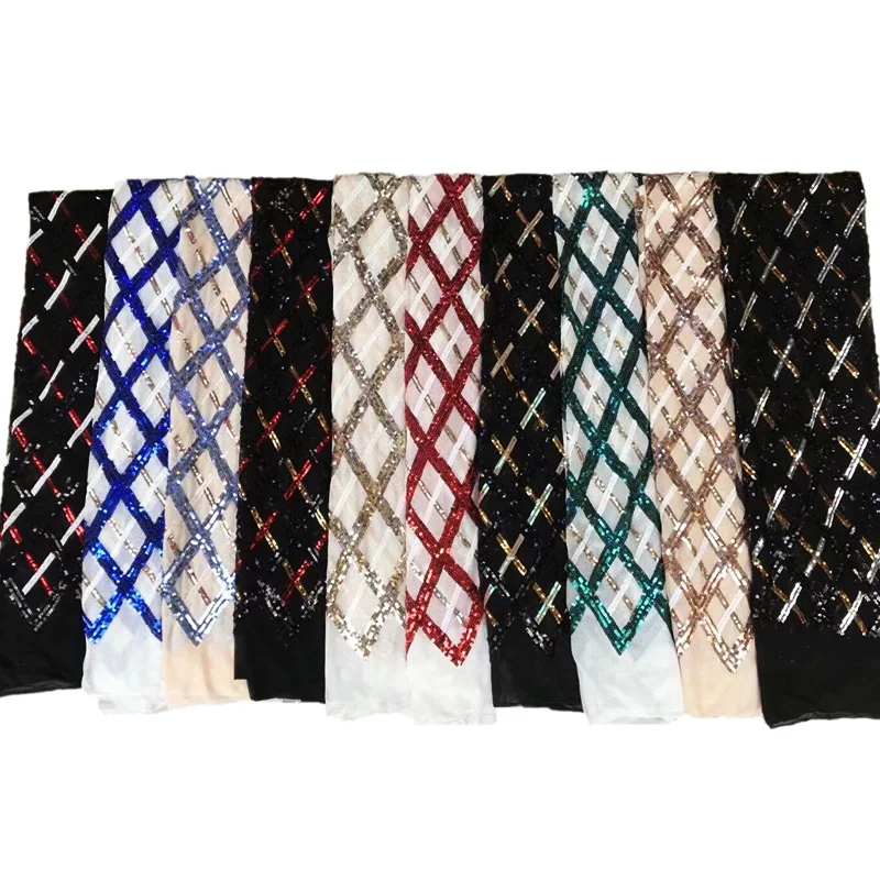 

Latest wonderful Mesh grid pattern made by colorful sequins wedding dress fabric ARF68,good quality wholesale French Lace Fabric