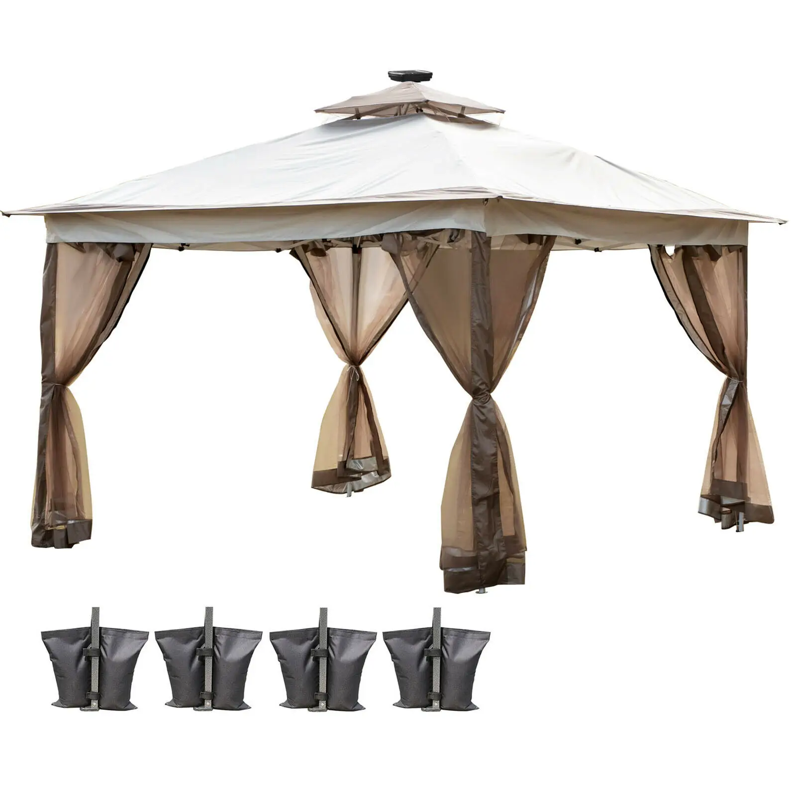 

Gazebo Canopy 12'x12' Pop Up Tent Mesh Mosquito Net Patio Steel Fabric Outdoor