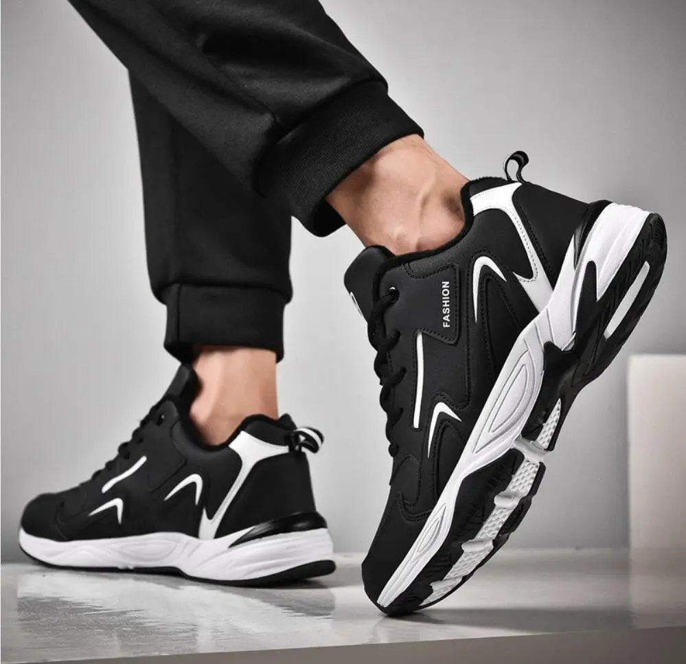 Мужские кроссовки для бега черные дышащие улицы удобная теплая обувь ходьбы