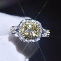 hoyon 14k gold color green cushion topaz ring for women anillos de bague bizuteria wedding natural gemstone diamant rings box