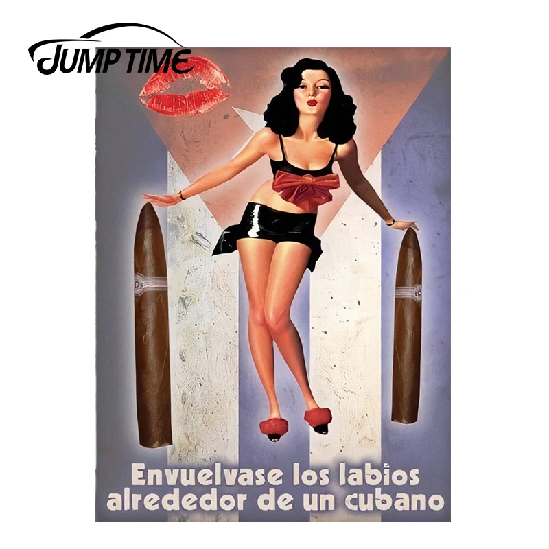 

JumpTime 13cm x 9.7cm Car Styling Sexy cigar Pinup Girl Graphic JDM Vinyl Trunk Windows Decal Vintage Car Stickers