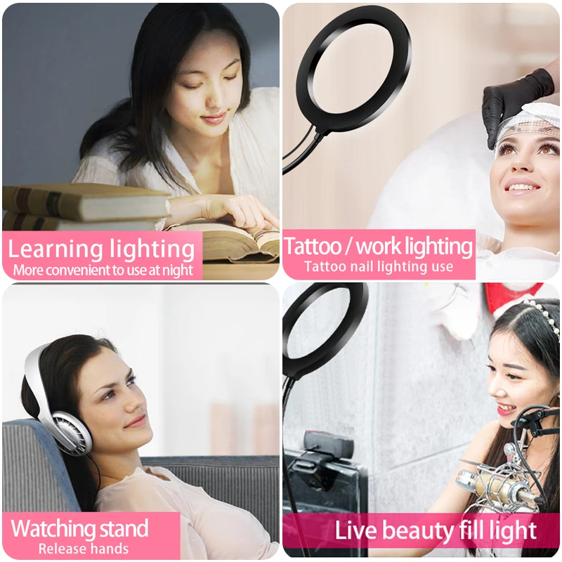 8 inch Ring Lamp Selfie Photography LED Light with 20cm Stand Phone Holder For Camera Photo Makeup Studio Live Broadcasting | Электроника