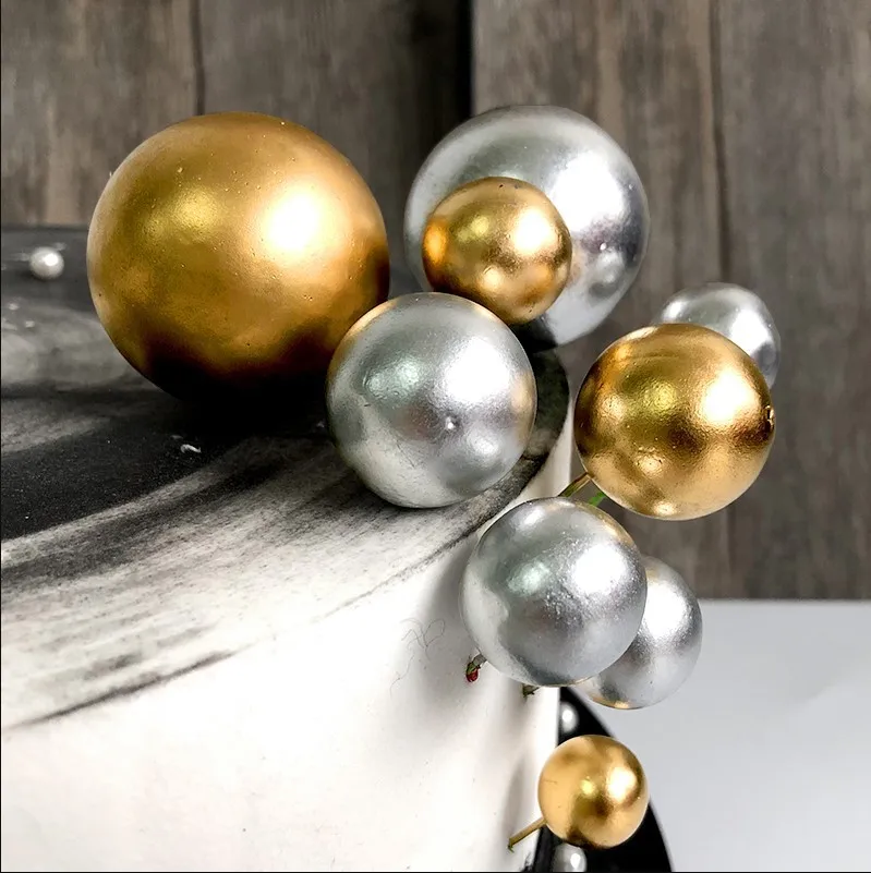 Украшение для торта плагин золотой шар серебряный вечерние аксессуары украшения